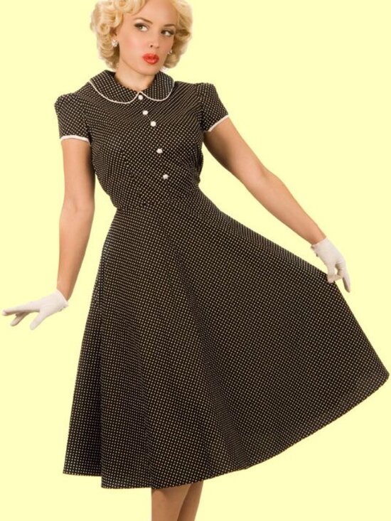 Stop Staring Dresses & Skirts - Stop staring black and white pin dot Peter pan collar dress